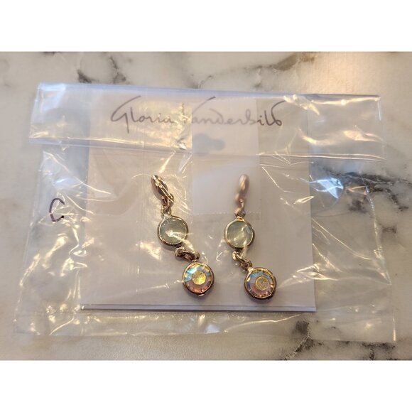 Gloria Vanderbilt Gold-Tone Dangle Earrings With Iridescent Crystal Accents - Picture 2 of 5